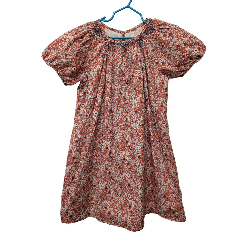 Jacadi Floral Liberty Print Smocked Dress Puff Sleeve Cotton 10 Holiday Vacation